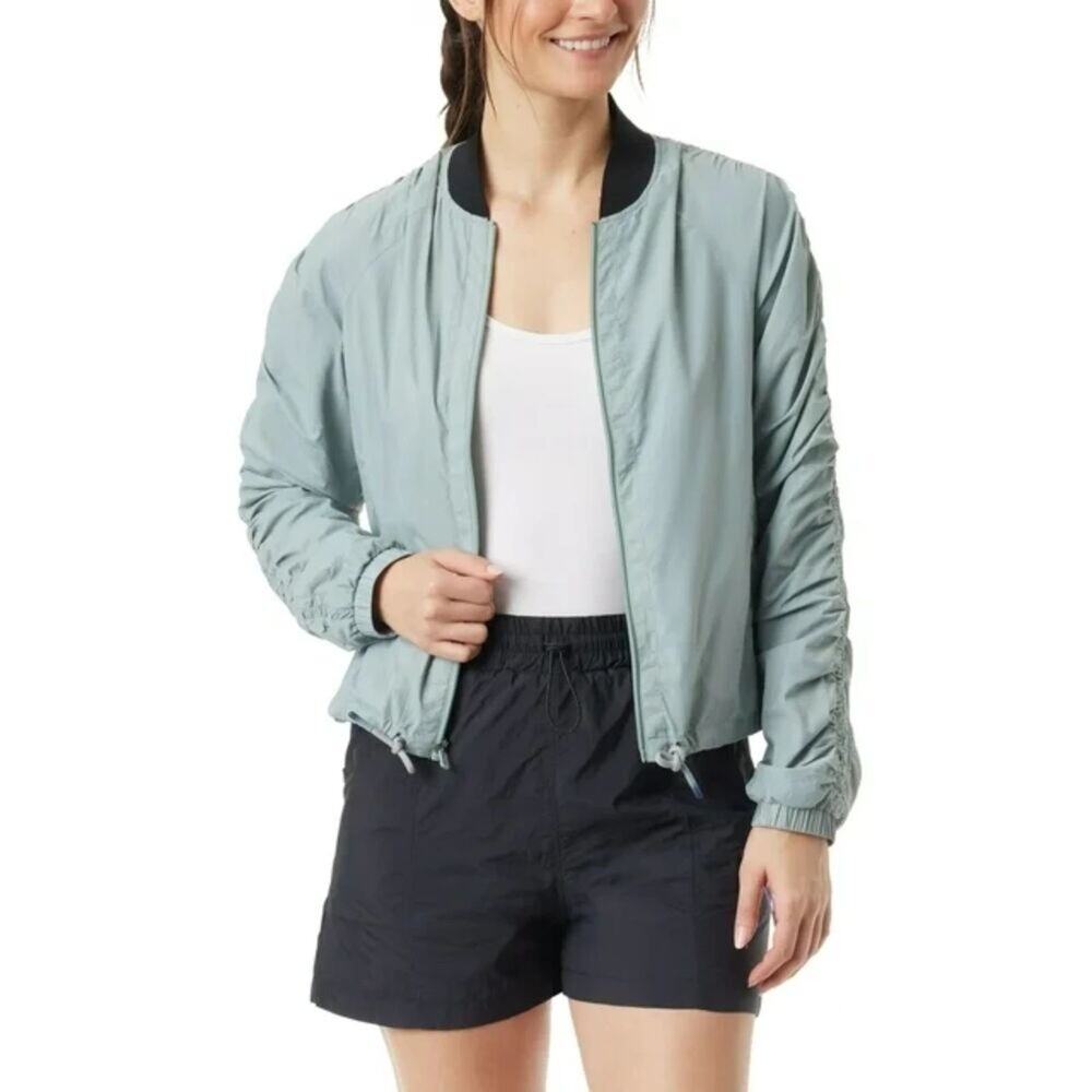 Bass Outdoor Women Regular fit Bomber Jacket Large Blue Solid Packable‎ NWT